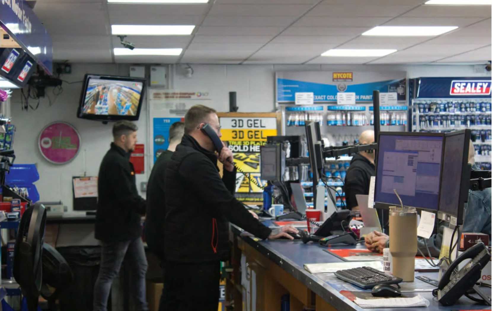Interior photo of the service desk inside the building